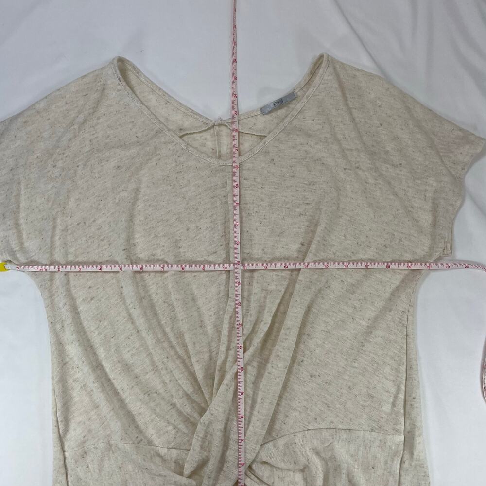 Nouvida Twist Front Linen Blend Top Cream Beige Large Women's Made in USA - Picture 5 of 6